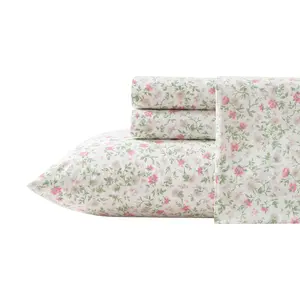 Laura Ashley Bonnie Pink-Green Twin Sheet Set