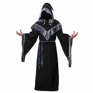 Cotton Blend Halloween Adult Costume Men’s Cospaly Wizard Robe Grim Reaper Cloak Men’s Witch Clothing Party Performance Costume Classic Halloween Classic Halloween