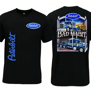 Retro Trucker Graphic Tee with Peterbilt rig design. Fashionable funny graphic tee, hot tiktok shop deals for trucker enthusiasts.