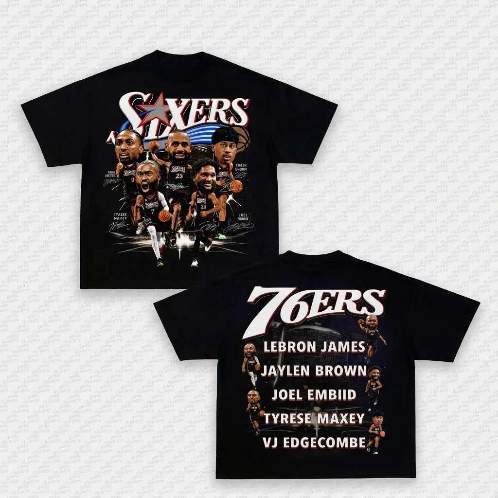 LeBron James Sixers 2 Sides T-Shirt Comfort Color For Men Women Graphic Tee Cotton Casual Soft Washed Trendy Tops Perfect Gift