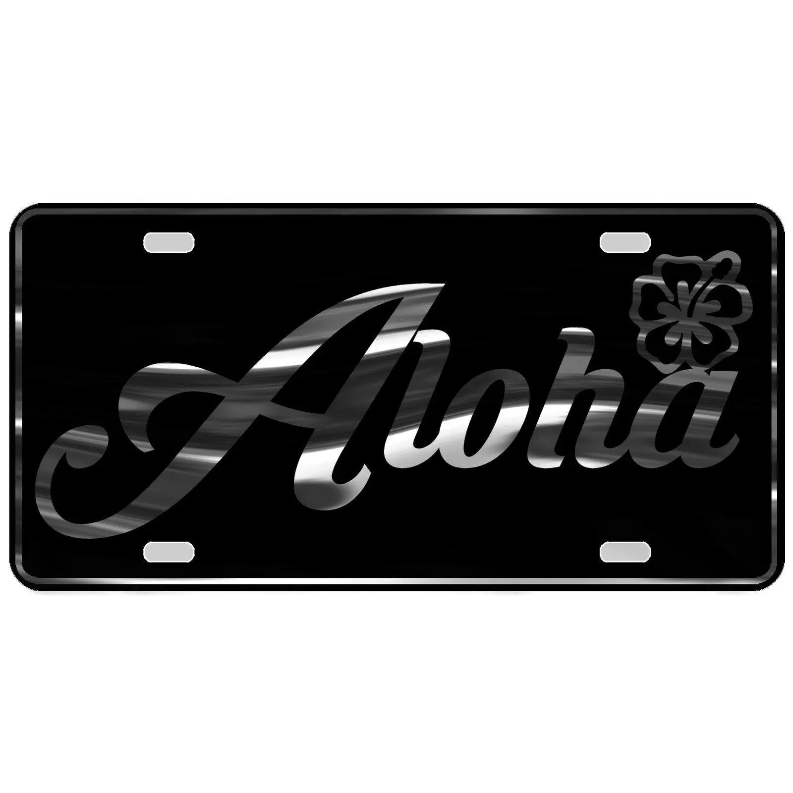 CustoMonsterDesigns Aloha with Hibiscus Flower Heavy Duty Aluminum License Plate S10