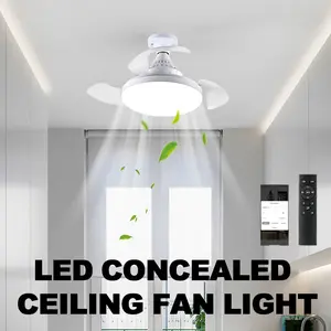 Invisible Ceiling Fan Light Simple LED Ceiling Fan Light with Remote/App Control, 4-Speed Settings, and Timer Function, For Bedrooms, Living Rooms, and Small Indoor Fan Lighting