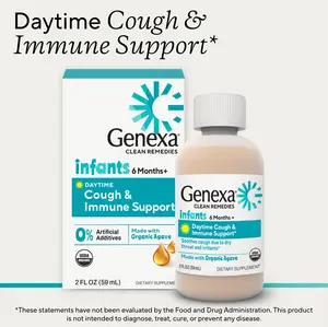 Genexa Infant Cough & Immune Support – 2 Fl Oz Baby Cough Syrup for Infants 6 Months+ | Helps Provide Cough Relief & Supports Immune Health | Made Clean with Organic Agave & Zinc