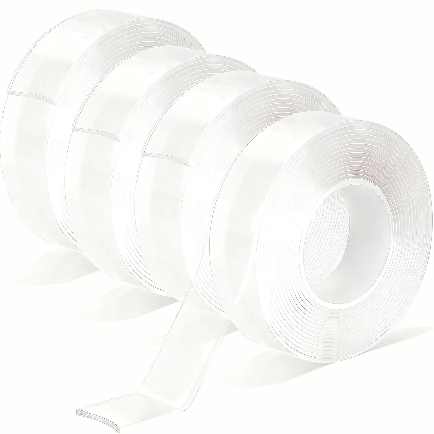 4Rolls Thicker 2mm, Nano Double Sided Mountinging Heavy Duty Tape, 2 Sides Sticky Tack Tape for Painted Walls AC  Clear, 0.7inx10fts, 40fts Total Long (Thicker. 4 packx0.7''x10fts)