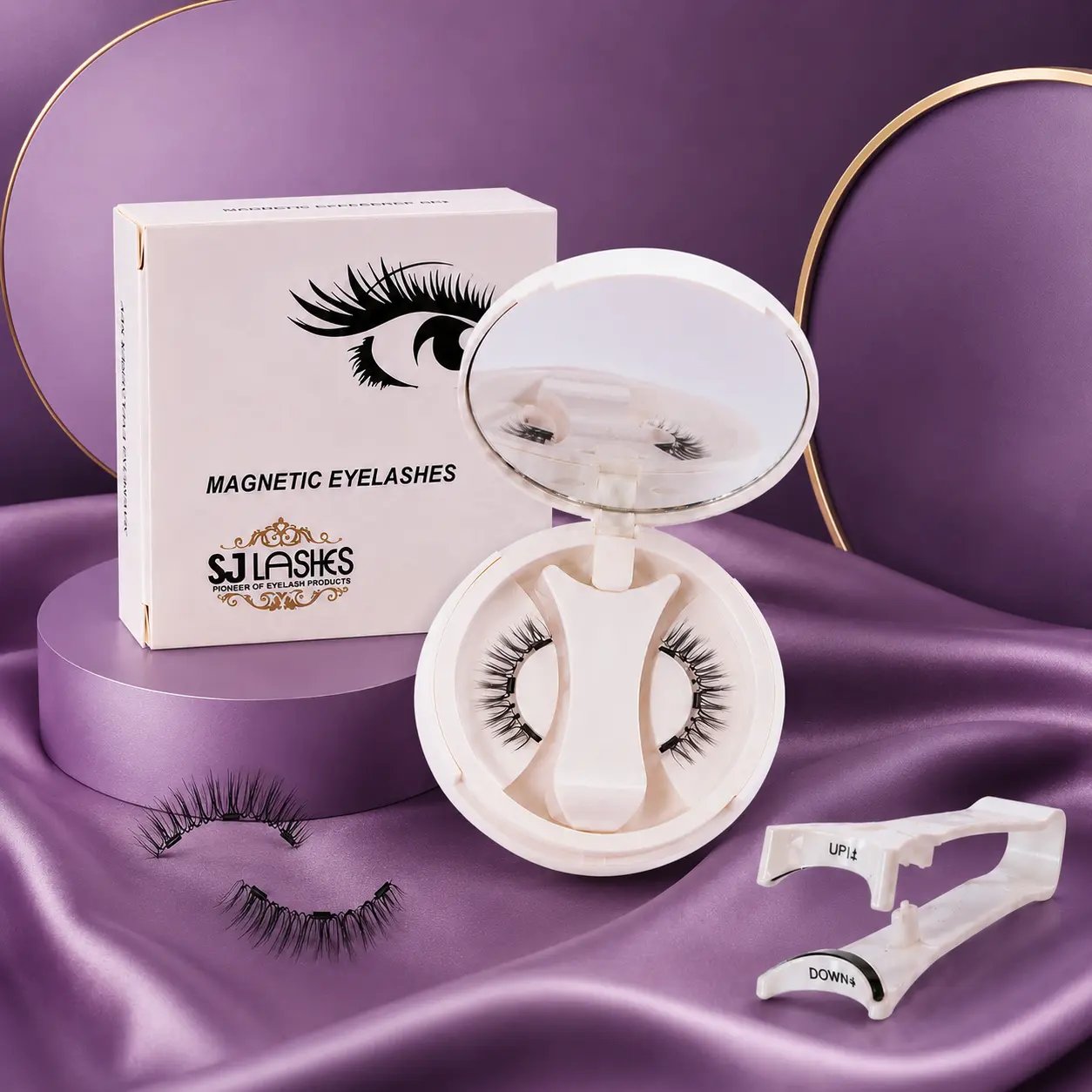 Natural Magnetic Eyelashes with Applicator & Mirror Case, No-Glue Reusable Lightweight False Lash Set, Soft Everyday Look, Easy to Apply