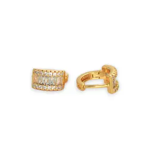 Baguette Hoops - Gold Plated Small Elegant Earrings Gift for her