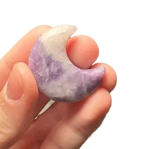 Lepidolite Crystal Moon Statue, Sculpture, Figurine shops cyr stals natural crystal purple fluorite wholesale