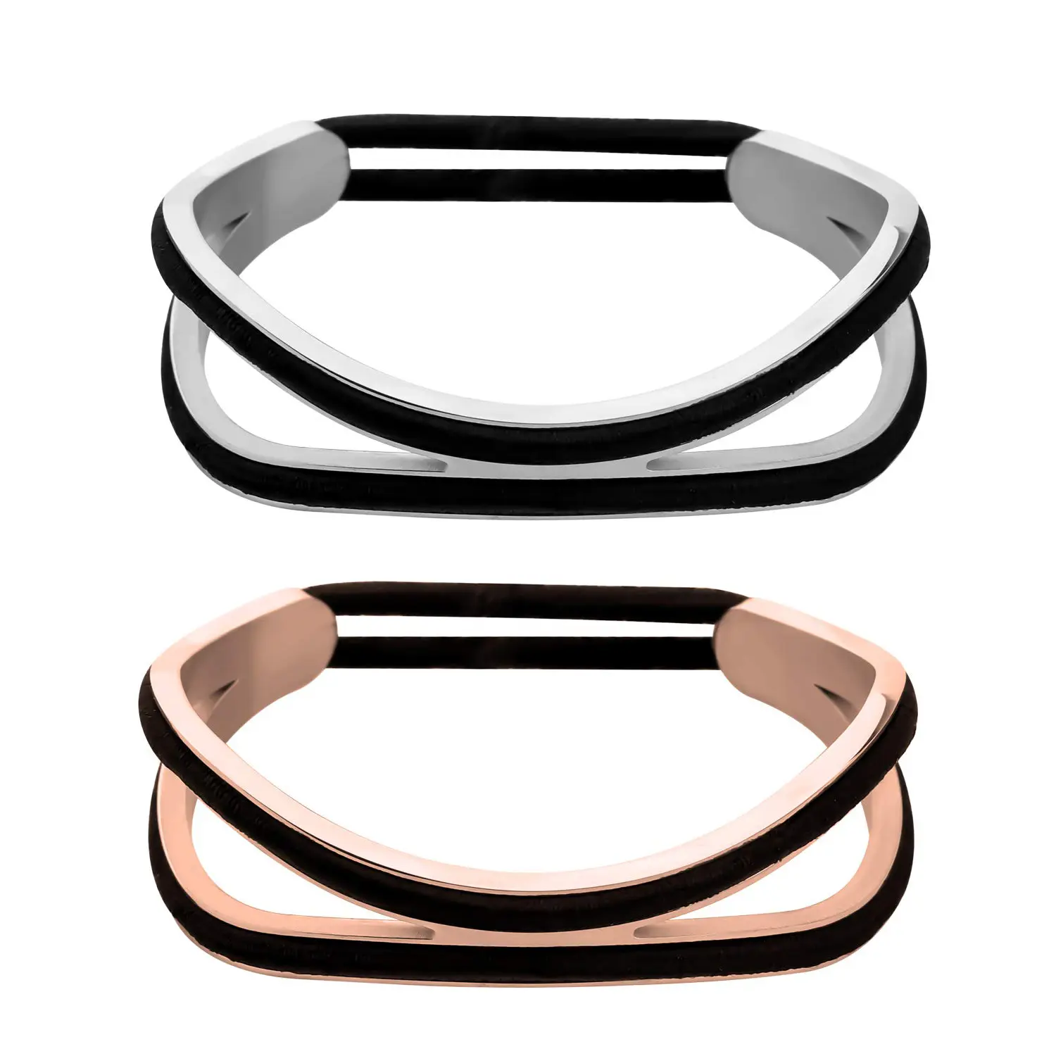 Zuo Bao Double Channel Infinity Hair Tie Bracelet Stainless Steel Cuff Bangle for Women