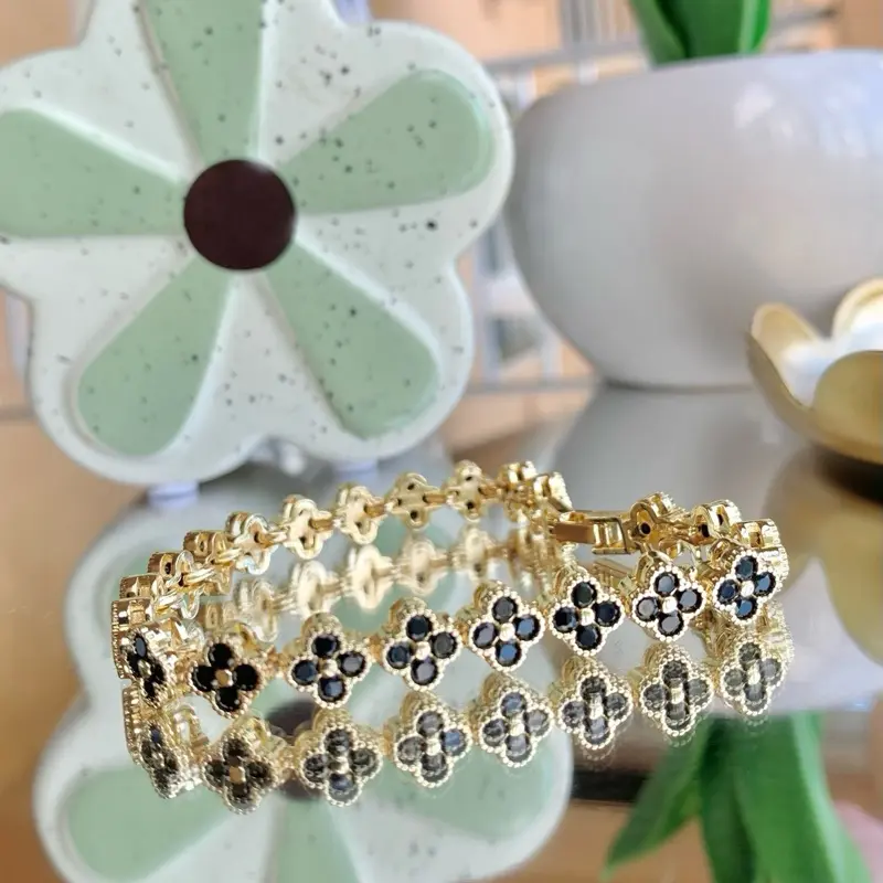 Lucky Clover Bracelet with Cubic Zirconia (CZ)