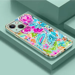 Floral Color Symphony Pattern Phone Case for iPhone 17 15 Pro Max 16 14 Plus 13 12 11, Electroplated Soft TPU Cover, Aesthetic Protective Case for Women Girls Men, Dirt-Proof & Easy to Clean