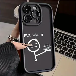 New Fun and Creative Stickman Pattern Phone Case - Suitable for iPhone 16/15/14/13/12/11/Pro/Pro Max/Plus, Shockproof TPU Soft Shell Full Coverage Protection / Printed Phone Case / UV Phone Case / New Model Phone Protector, Gift for Boyfriend, Girlfriend,
