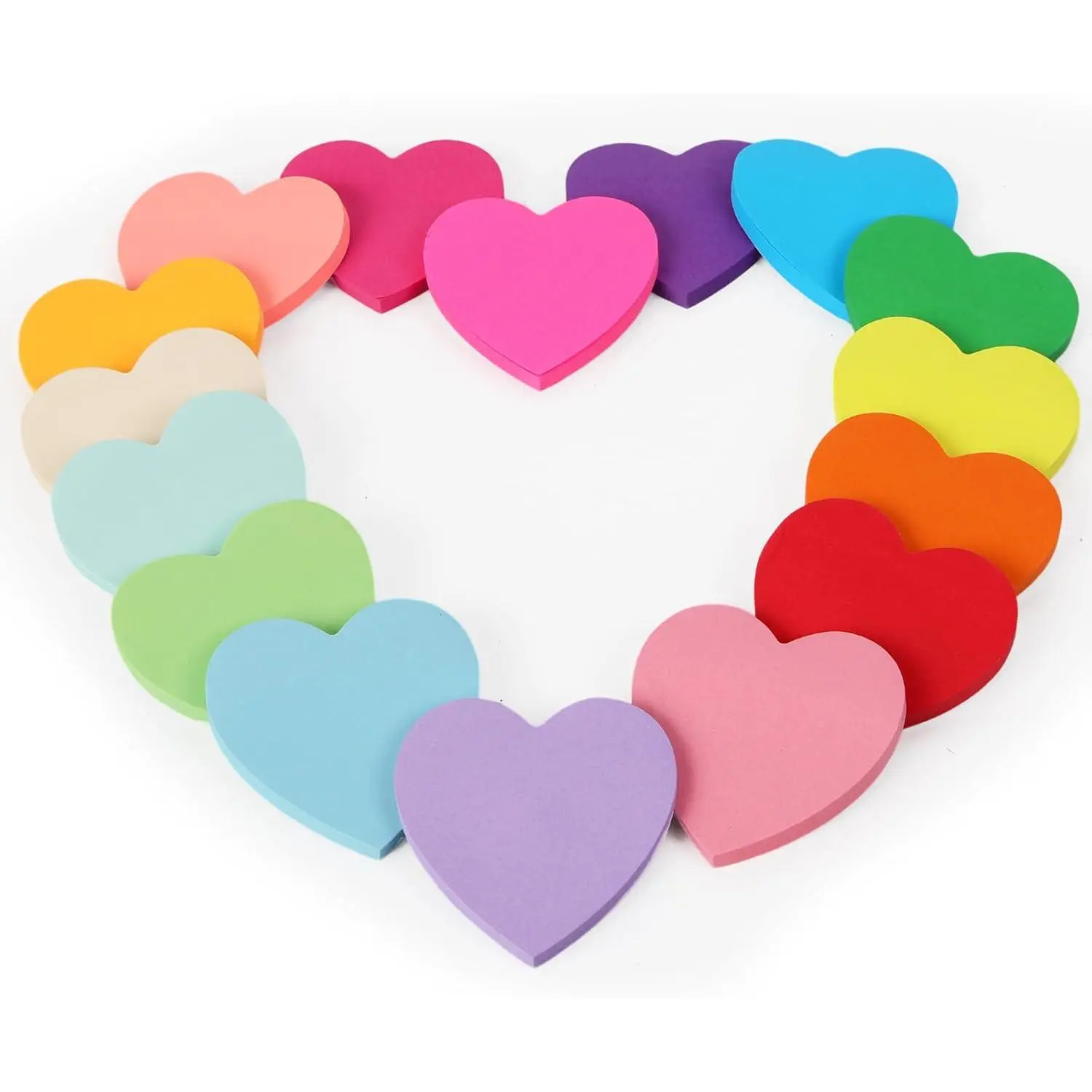 Heart Sticky Notes, 16 Colors 60 Sheets/Pad, 960 Sheets Shape Sticky Pad, Cute Memo Pads Colorful Self-Sticky Note Pads for Valentine Gifts
