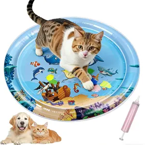 Thick Cat Water Mat, Large Pet Water Bed Washable Inflatable Pad, Summer Cooling Sensory Game Mat, Includes Air Pump, Suitable for Cats and Dogs