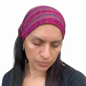 Boho Chic Headband Wide Elastic Workout Yoga Sports Hair Band Headwrap Sweatband Hippie Hair Accessories for Women and Men (Dust Magenta Rainbow)