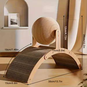 Durable Sisal Rope Cat Scratching Post with Ball Toy Vertical Scratching Post for Paw Care and Entertainment, Cat Scratching Post Sisal Rope Post  Sturdy Construction, Cat Furniture, All-Season Use.