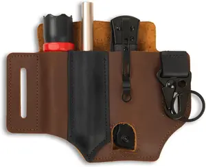 Leather EDC Multitool Sheath for Belt EDC Belt Organizer for Leatherman Tools EDC Pocket Organizer for Men with Pen Holder, Key Fob, Flashlight Sheath