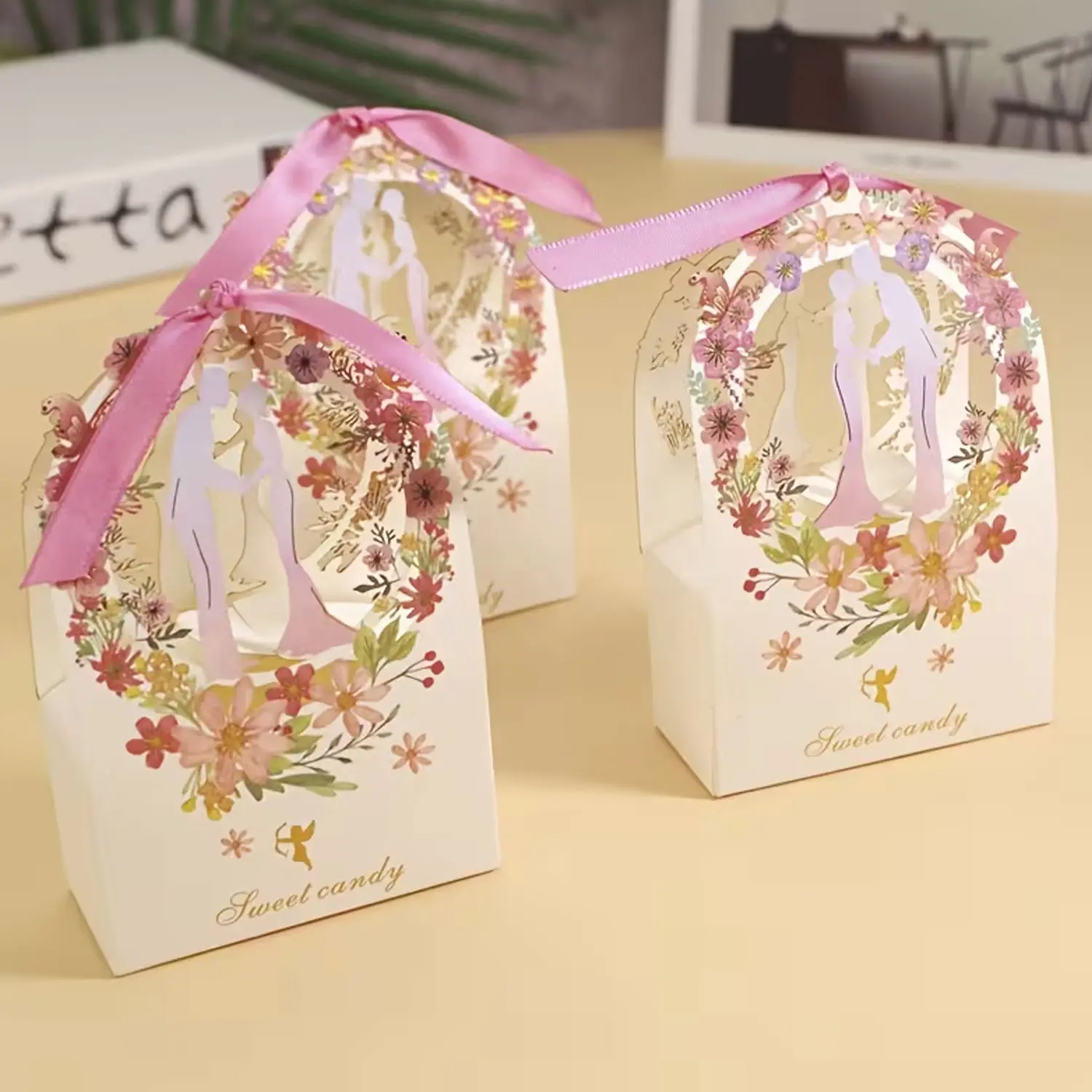 10/20pcs wedding gift box, small packaging box with ribbon, Valentine's Day packaging box, wedding party decoration, Themed Gift Box