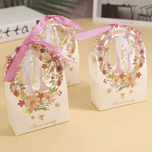 10/20pcs wedding gift box, small packaging box with ribbon, Valentine's Day packaging box, wedding party decoration, Themed Gift Box