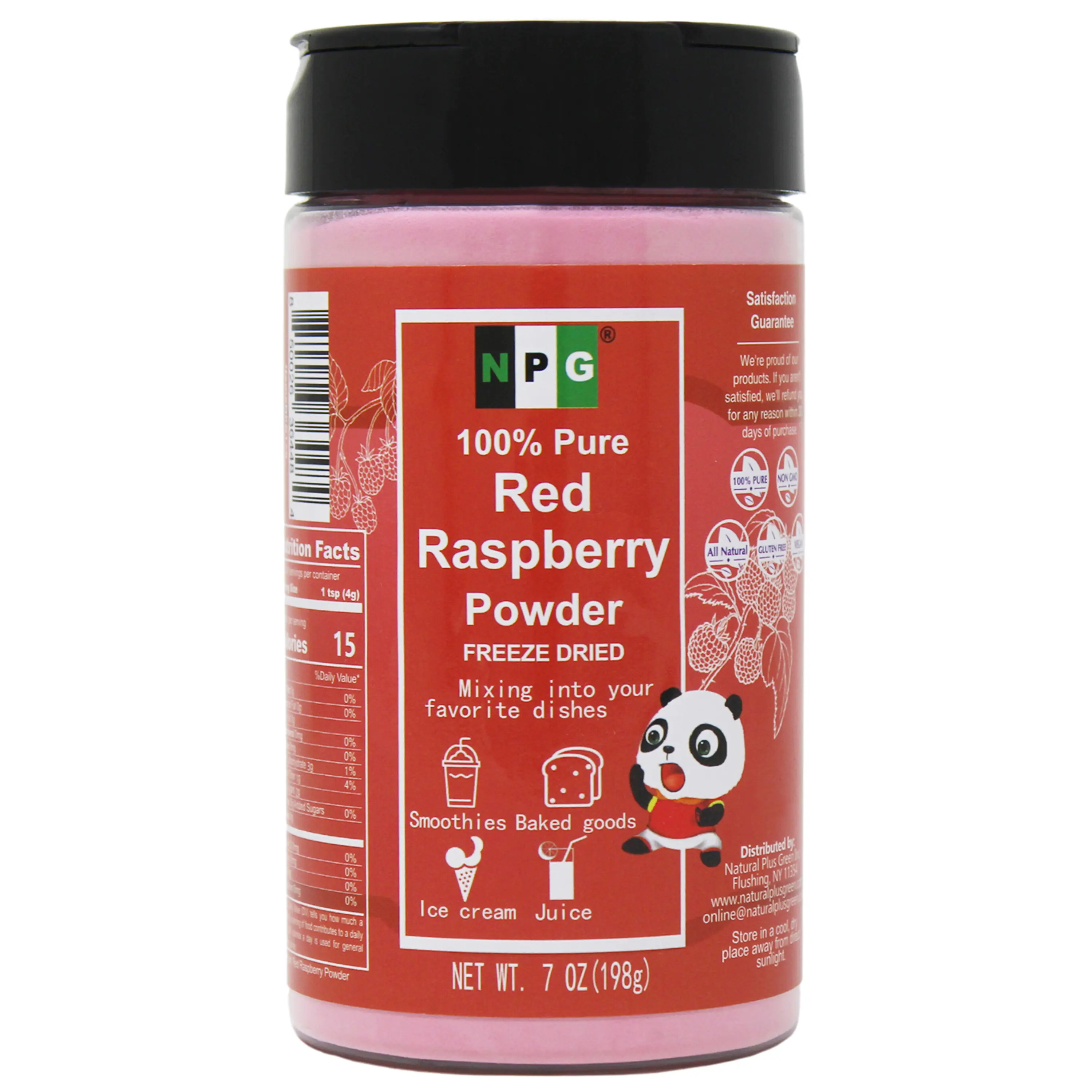 NPG Freeze Dried Red Raspberry Juice Powder 7oz, Natural Herbal Tea for Food Flavoring, Coloring and Baking