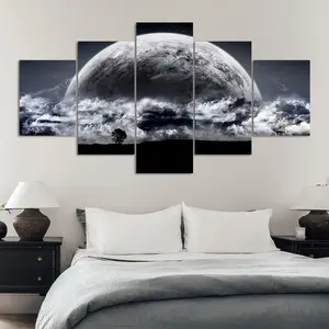 Dreamy Sky and Planet Pattern Canvas Unframed Painting, 5 Counts/set Modern Wall Art Poster, Hanging Wall Art, Wall Art Decor for Home Living Room Bedroom Office, Ornaments