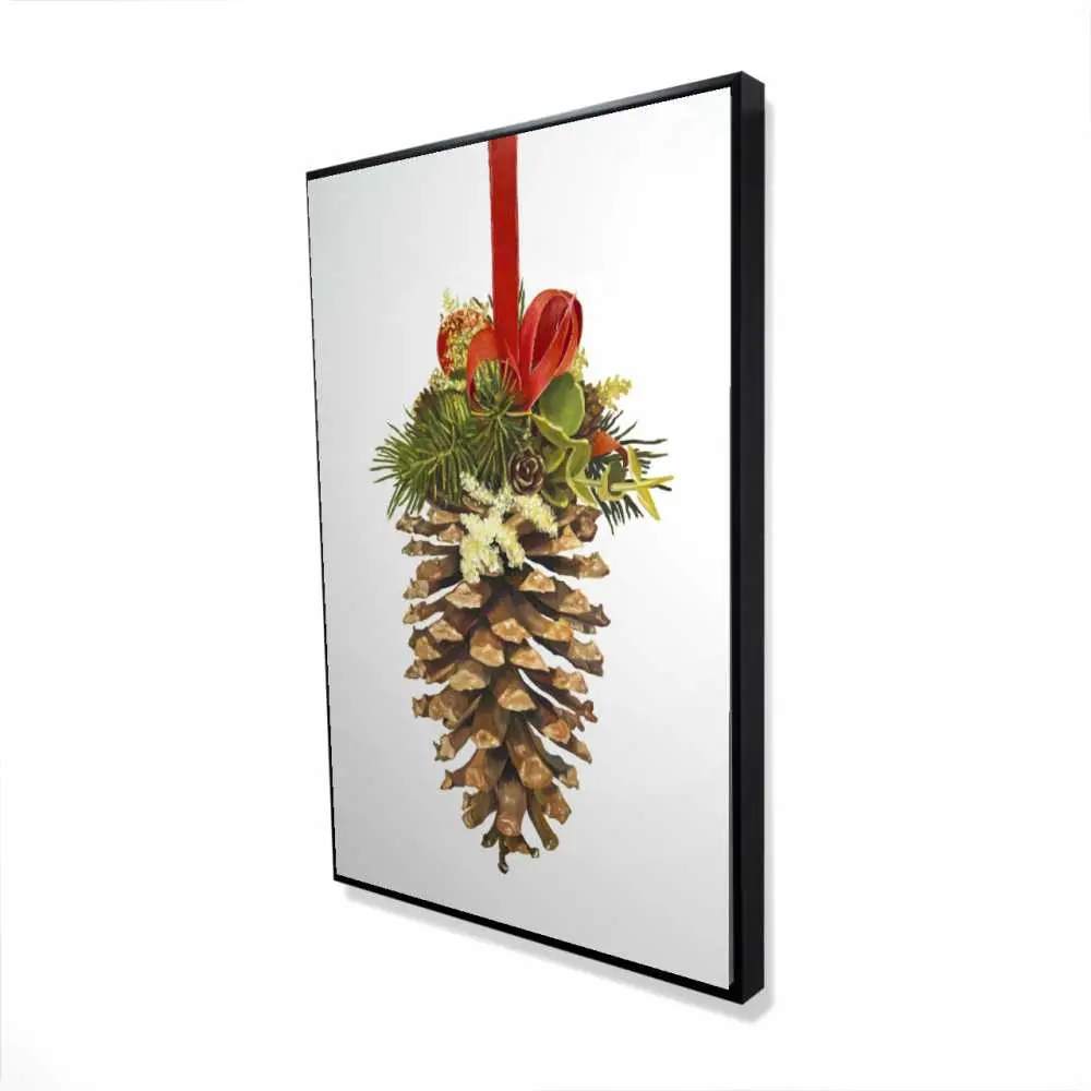 212 MAIN Rustic Christmas Pine Cone Framed Wall Artwork - 24x36 in Trees Accent Piece, Durable Ready-to-Hang Home Decoration, Holiday Gift