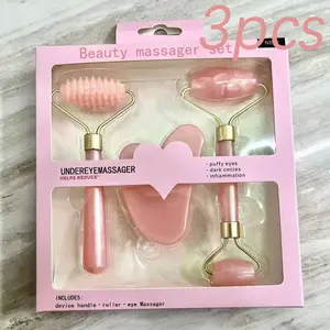 3pcs Massage Roller Set, Facial Eye Massager, Full Body Muscle Release Stick, Beauty Care Kit, Acupressure Therapy Tool, Facial Care Instrument, Facial Care Tools