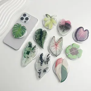 Diverse Plant Leaves Phone Holder Socket Grip Talk for Magsafe IPhone Mac Samsung Safe Ring Finger Expanding Stand
