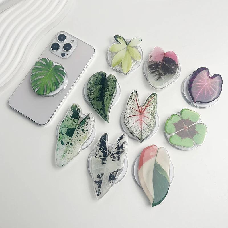 Diverse Plant Leaves Phone Holder Socket Grip Talk for Magsafe IPhone Mac Samsung Safe Ring Finger Expanding Stand