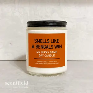 Smells Like A Bengals Win Football Themed Candle, Thoughtful NFL Fan Gift for Boyfriend, Husband
