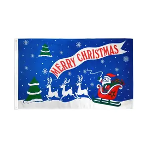 Merry Christmas Banner, 3x5ft Polyester Flag with Bold Print, Dye Sublimation & Header Tape for Home Festive Decor