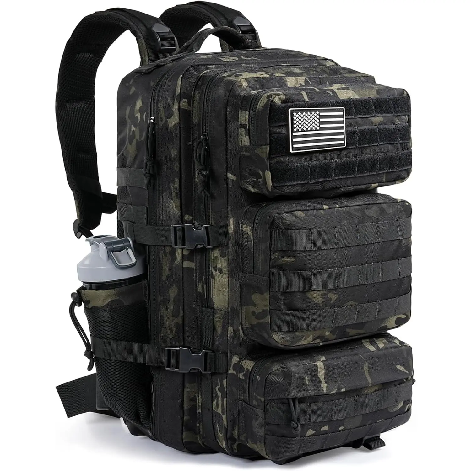 Men's 50L Military Tactical Camouflage Backpack - Heavy-Duty Jungle Camo Rucksack with Molle, Water Resistant, Tactical Vibes for Hiking, Camping, Tactical Backpacks