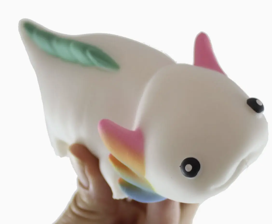 Pastel Rainbow Sand-Filled Axolotl Squishy Stress Relief Toy - Unisex, 4+ Years, Handheld Fidget, Lightweight to Carry, Oddly Satisfying, Super Soft Collectible, Ideal Gift for Collectors, Sensory Tool for Anxiety Support