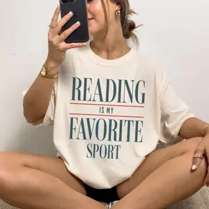 Vintage Reading Is My Favorite Sport T-Shirt, Book Lover Oversized Tee, Great Gift For Bookworms, Librarians And Literature Lovers, Casual All Season	