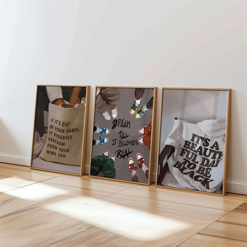 Set of 3 Black Man Wall Art, HypeBeast Culture Poster, Black Couple Print, Black Art, Afro American Art