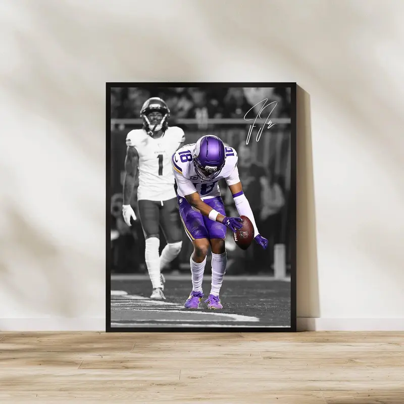 [Sale Up To 30%][UNFRAMED] Justin Jefferson Poster Minnesota Football Wall Art