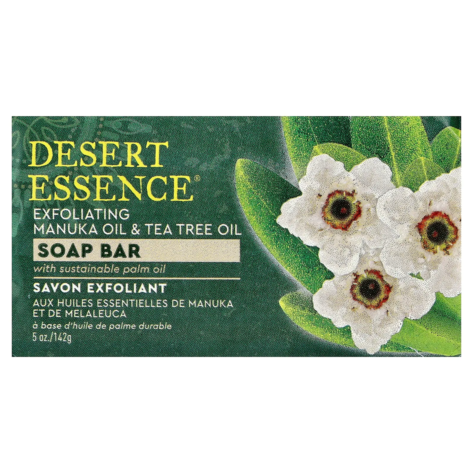 Desert Essence Exfoliating Manuka Oil & Tea Tree Oil Soap Bar, 5 oz (142 g)