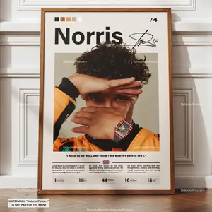 Lando Norris Poster, Norris McLaren, McLaren F1 Print, Motorsport Grand Prix Decor, Car Racing Artwork, Norris McLaren Wall Art