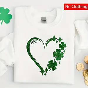 5 Pack St Patrick's Day Clover Heart Iron on Patches Washable Polyester Mixed Color Perfect for DIY T Shirt Jeans Backpack