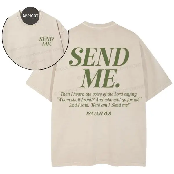 Send Me Isaiah 6:8 Christian Graphic Tee, Here I Am Lord Bible Verse Shirt, Inspirational Faith-Based Design, Crew Neck T-Shirt, Streetwear Short Sleeve Tshirt, Unisex Menswear Womenswear Top