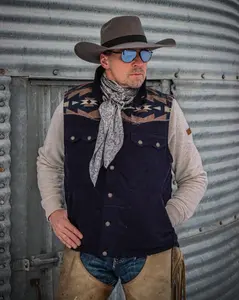 Men's Corduroy Vest with Aztec Design and Conceal & Carry Pocket.M-25208