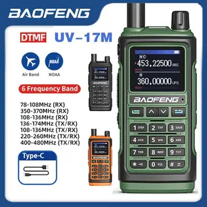 BF UV-17M UHF VHF dual band walkie talkie with 10W high-power six band, one key frequency matching USB-C portable charging, 999 storage channels suitable for outdoor exploration, fleet travel, outdoor camping, high-quality communication equipment