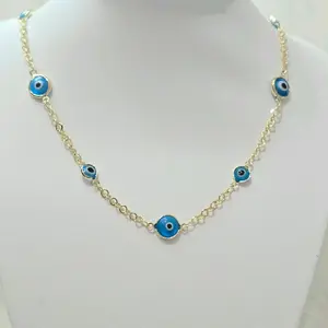 17-19 inch Collar de ojos turcos azules. Laminado de alta calidad