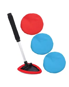 Windshield Cleaner Tool, Car Inside Windshield Cleaner Tool，Inside Car Window Cleaning Tool Kit, Window Glass Wiper Kit Comes with 4 Washable & Reusable Microfiber Pads, 2 Wet and 2 Dry Use