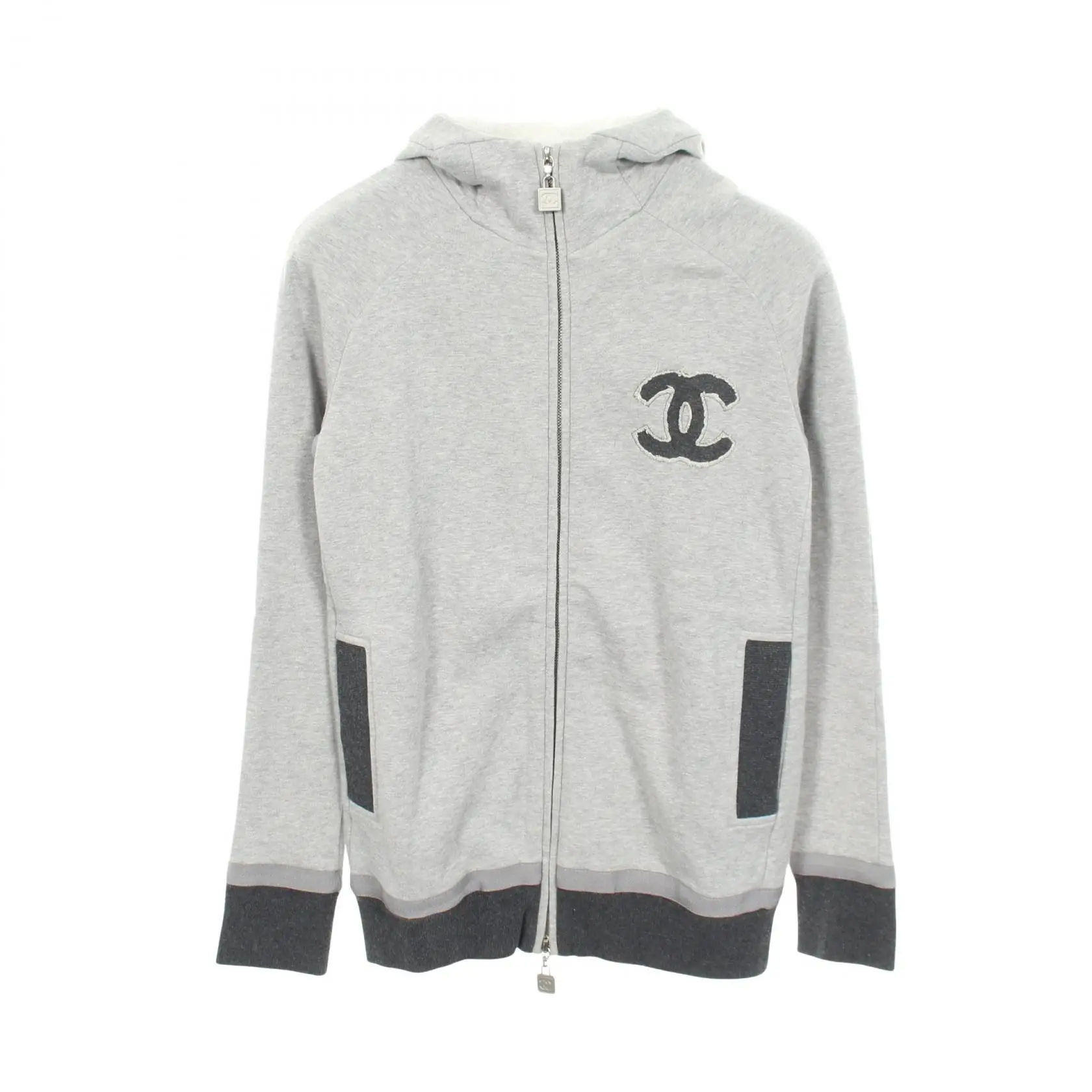 Pre-owned CHANEL Cotton Small Leather Goods Logo Hoodie