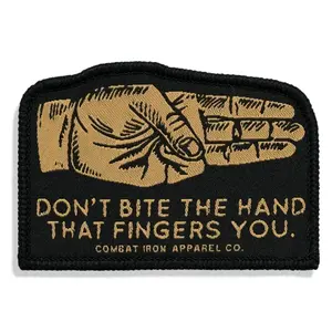 Combat Iron Apparel Co. Don't Bite The Hand That Fingers You Soft Velcro Patch 3" Wide 2.25" Tall