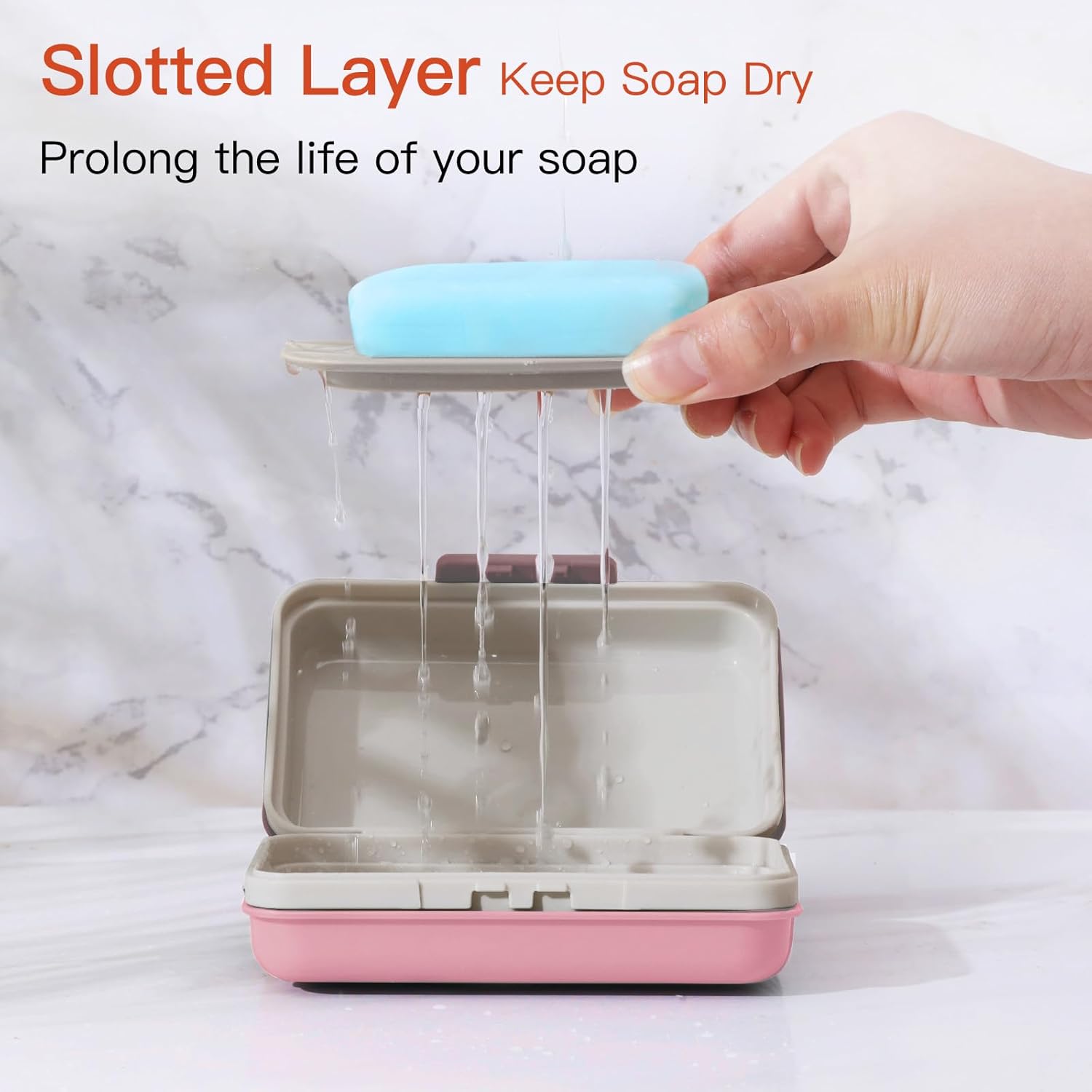 Bar Soap Holder Dish 1 Pack for Shower, Travel Soap Case with Lid for Gym, Camping Essentials, Hiking, Travel Size Toiletries, Portable, Leakproof, Pink