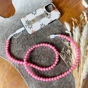 Pink Pearl Beaded Charging Cord