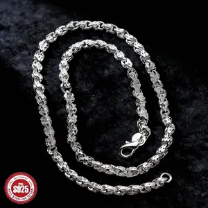 925 Sterling Silver plated Necklace Chain Silver Rope Twist Necklace Rope Chain Lobster Clasp Silver Chain for Men Women Silver   Valentine's gift