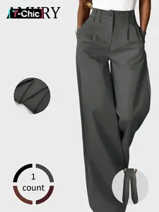 Elegant Wide Leg Straight Pants for Women, Casual Streetwear Pants, High Waist Casual Trousers, Summer Loose Fit, Spring Fall Fashion, Cropped