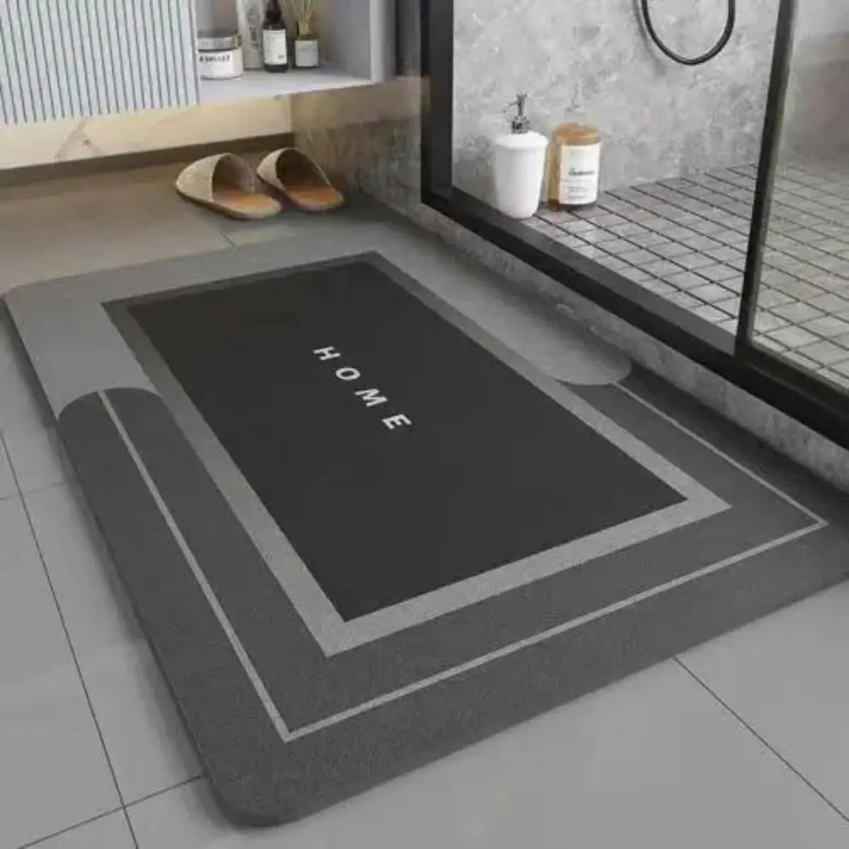 Minimalist Modern Diatomite Bath Mat - Rectangular Home Supplies Bathroom Decorative Mat, Non-Slip Rubber, Absorbent, Quick-Drying, Easy-to-Clean, Brush-Compatible for Bathroom, Shower Use